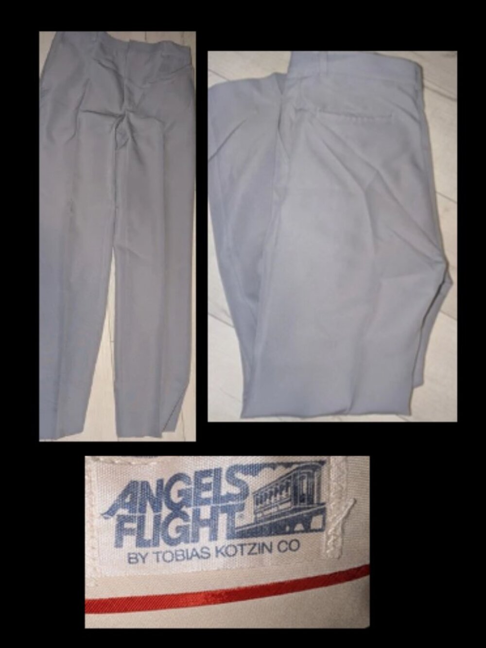 Vintage 1980s Angels Flight Mens Gray Dress Pants Size 33 x 32